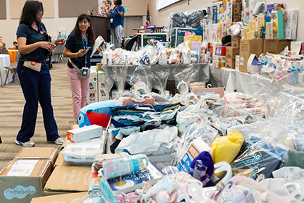 Generous baby shower gifts donated by our community partners