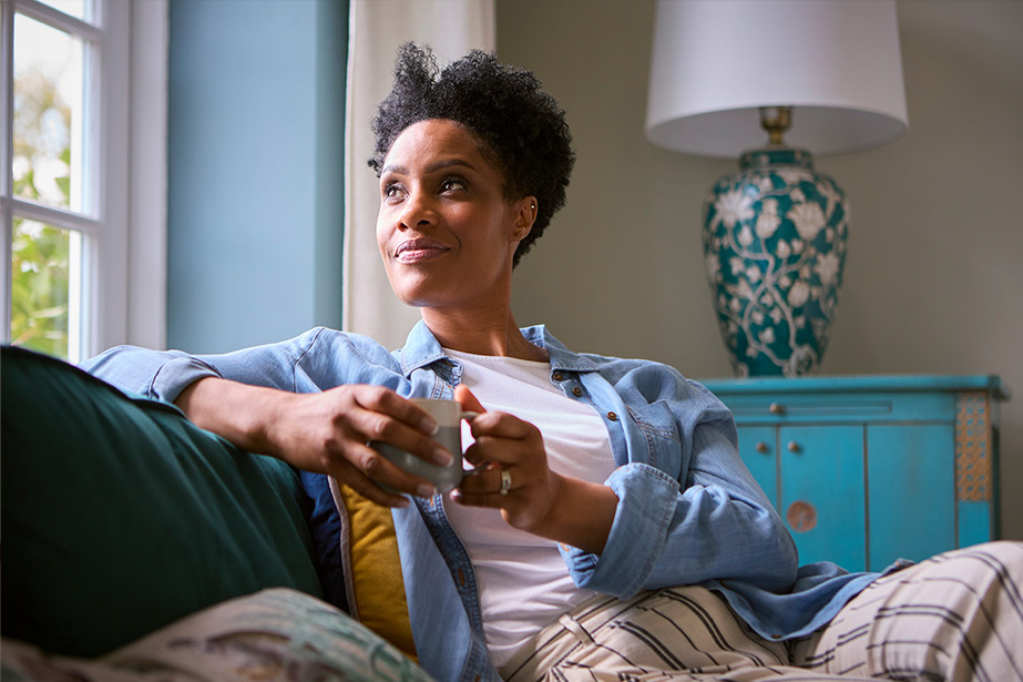 Woman having a cup of coffee